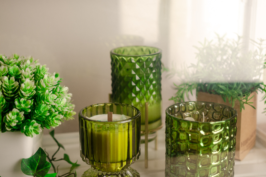 Bougie d'intention en pierres naturelles