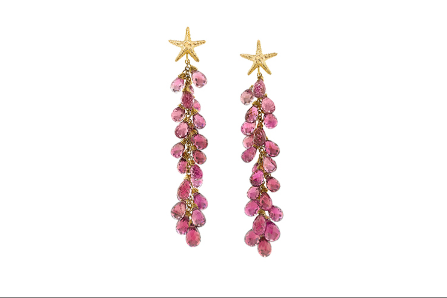 Starfish Petite Earrings Pink Tourmaline in 18ct Gold - ©Patrick Mavros