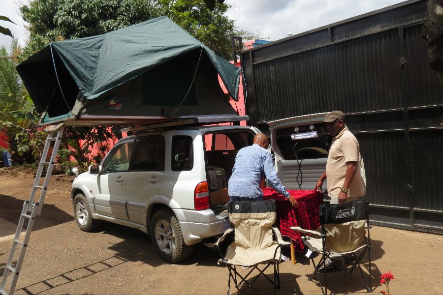 You can find the reliable and steady 4x4 self drive with rootop tent and camping gears at the back in Tanzania with Mili Adventure Africa - ©miliadventureafrica