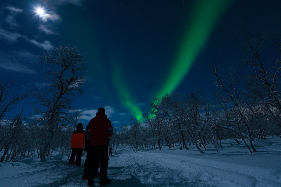 Northern lights and full moon, captured on Arctic Adventure trip on the mountains - ©Roy Sætre
