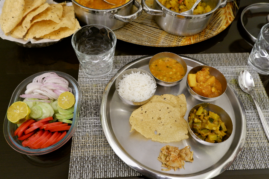 A freshly cooked Old Delhi inspired meal for our guests, prepared by the hostess, Mrs. Gupta. The guests can't have enough of this! - ©Prakash Kutir B&B