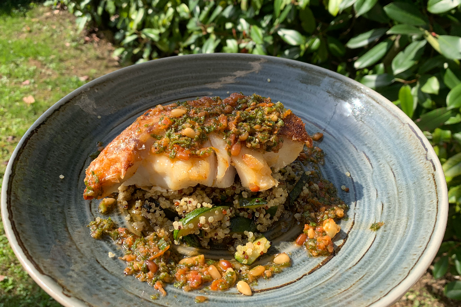 Cabillaud sauce Thaï, quinoa et courgette fondante - ©copyright