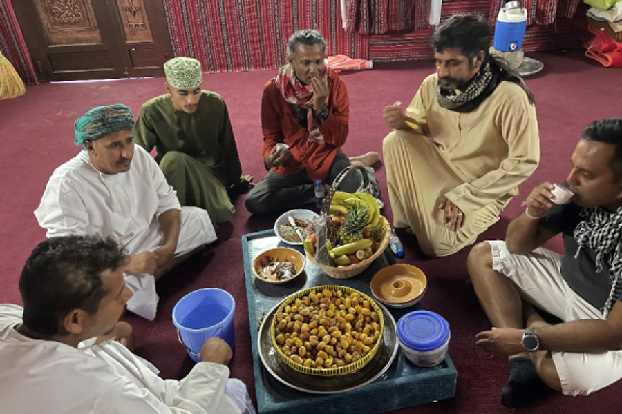 A warm welcome with Omani coffee and dates at a Bedouin house in Wahiba Sands - ©Ridma Withanage