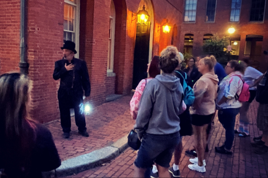 Bob gives a ghost tour at Old Town Hall - ©Salem Historical Tours