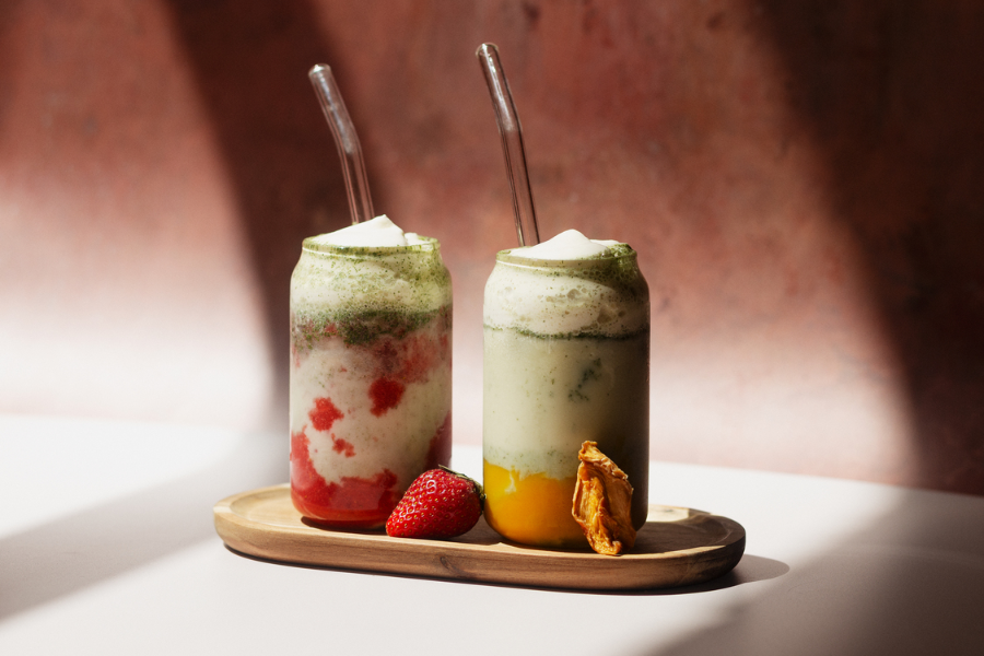 Mocktail latte fraise ou mangue