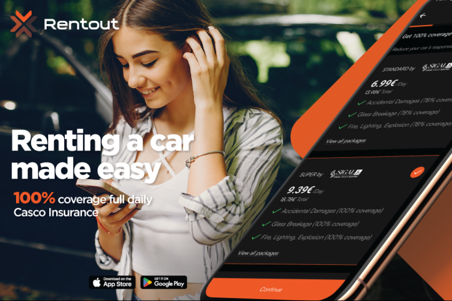 Très simple de louer une voiture et évitez le comptoir de location de voitures avec l’application Rentout - ©Rentout International Ltd.