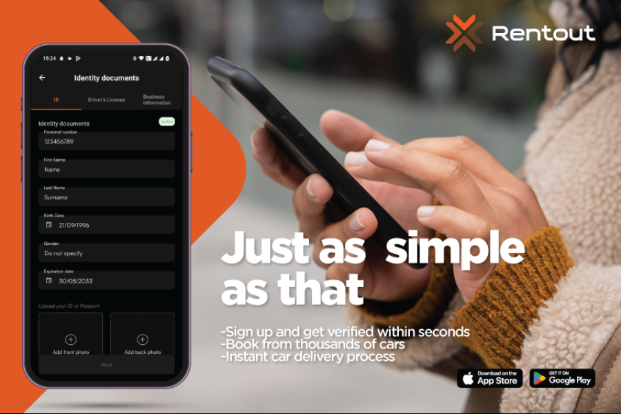 Très simple de louer une voiture et évitez le comptoir de location de voitures avec l’application Rentout - ©Rentout International Ltd.