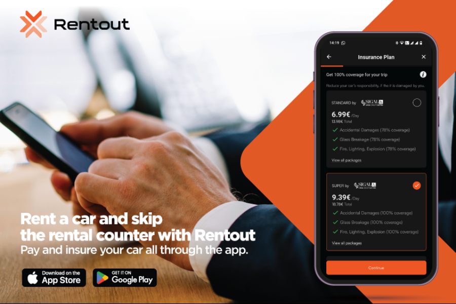 Très simple de louer une voiture et évitez le comptoir de location de voitures avec l’application Rentout - ©Rentout International Ltd.