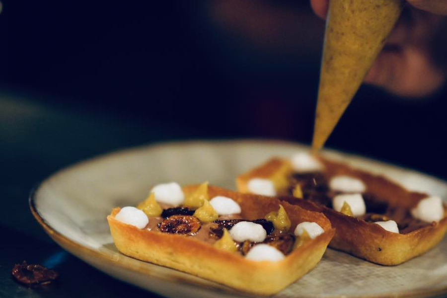 Dark chocolate calamansi tart