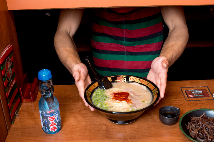Serving a bowl of ramen