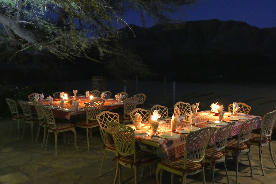 Dinner under stars on the terrace of BüllsPort Lodge & Farm at the foot of the Naukluft Mountains, Namibia - ©Jule Fleissner