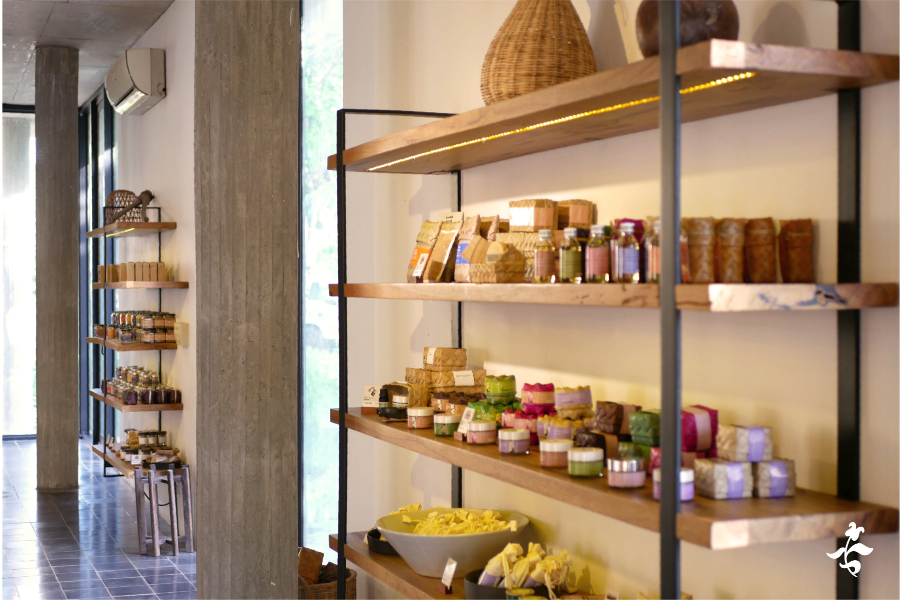 Within the shop of Senteurs d'Angkor presenting its cosmetics range