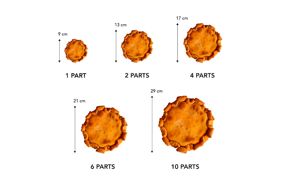 Tielles 5 formats disponibles : 1part,  2parts, 4 parts, 6 parts et 10 parts - ©Tielles dr