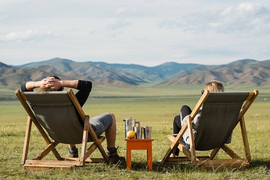 Goyo Travel guests relaxing at Ursa major ger camp, Mongolia - ©Goyo Travel